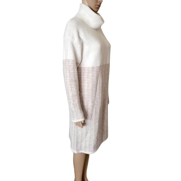 TAHARI Cream Multi Long Sleeve Turtleneck long sleeve Dress size L - Picture 3 of 9